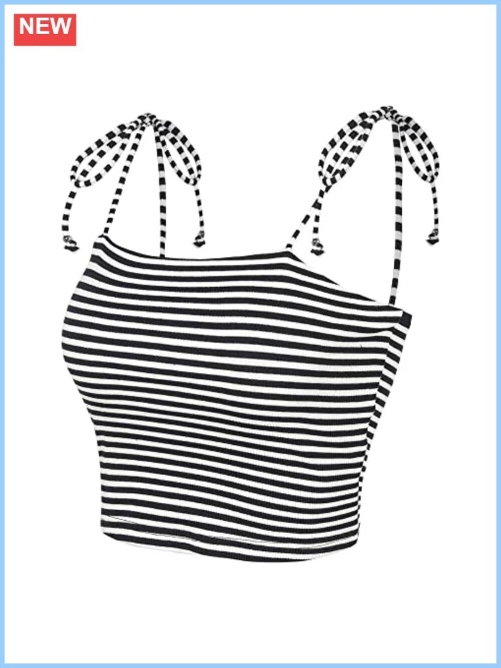 Spaghetti Strap Tie Square Neck Cropped Cami Top Stretchy Jersey